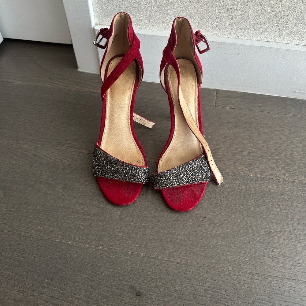 Aldo Red and Black Strappy Heels